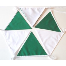 10m Green and White Fabric Bunting